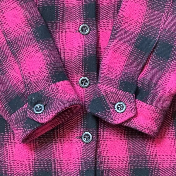 Torrid Shacket Barn Coat Checked Pink Plaid Button Front Heavyweight Cotton Sz 0 - Picture 16 of 16
